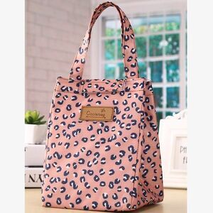 🐆 New Insulated Lunch Bag Sealed Pink Leopard Print lunch Box Tote Bag Cute! 🥰